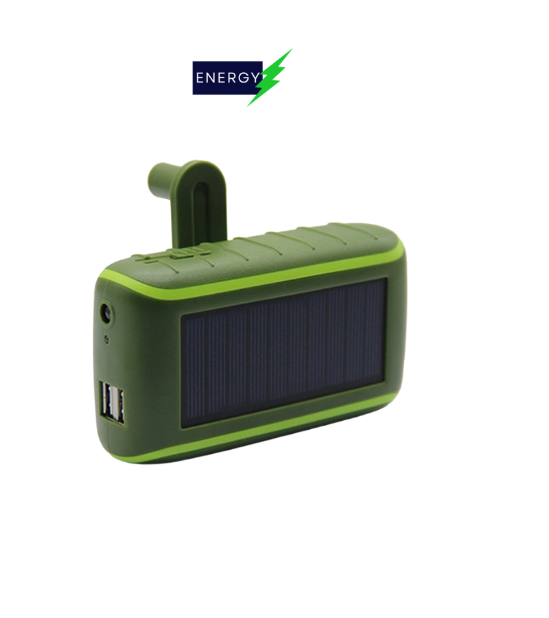 USB-Power Bank, High capacity, Solar+Hand Crank Dynamo Powered - Energy Saver Uk