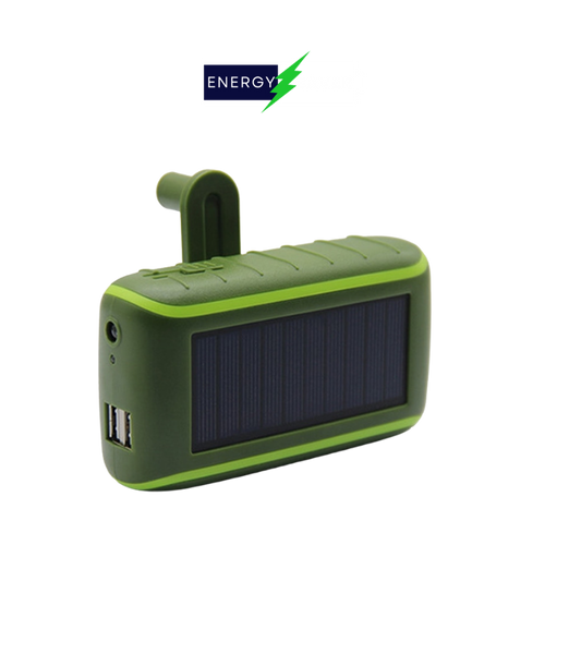 USB-Power Bank, High capacity, Solar+Hand Crank Dynamo Powered - Energy Saver Uk