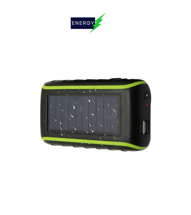 USB-Power Bank, High capacity, Solar+Hand Crank Dynamo Powered - Energy Saver Uk