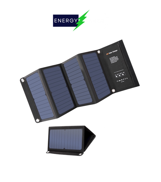 Solar Panel 28W Foldable Portable Qi-Charging - Energy Saver Uk