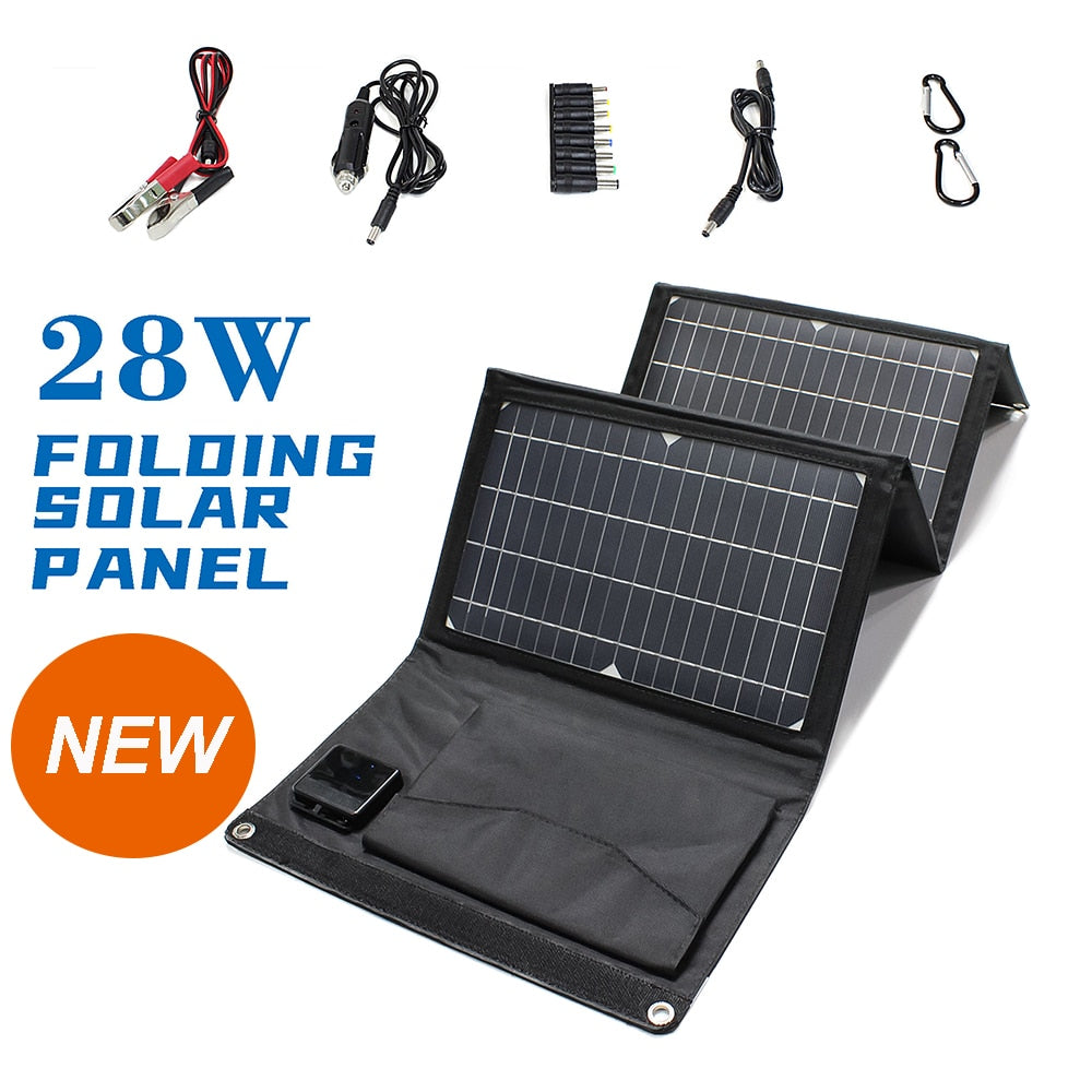 Solar Panel  14W-21W-28W Portable USB Charger - Energy Saver Uk