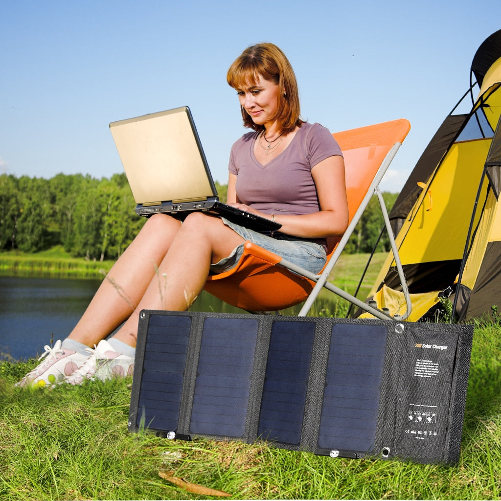 Solar Panel 28W Foldable Portable Qi-Charging - Energy Saver Uk