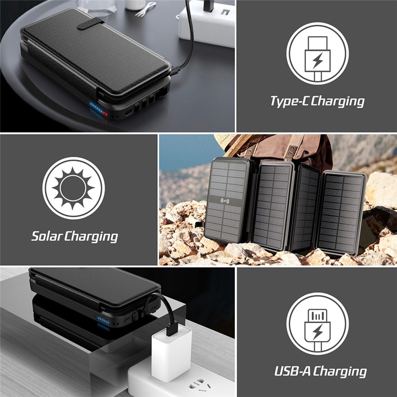 Qi Wireless Solar Power Bank -  43800mAh - Energy Saver Uk