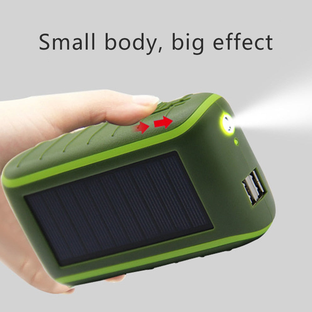 USB-Power Bank, High capacity, Solar+Hand Crank Dynamo Powered - Energy Saver Uk