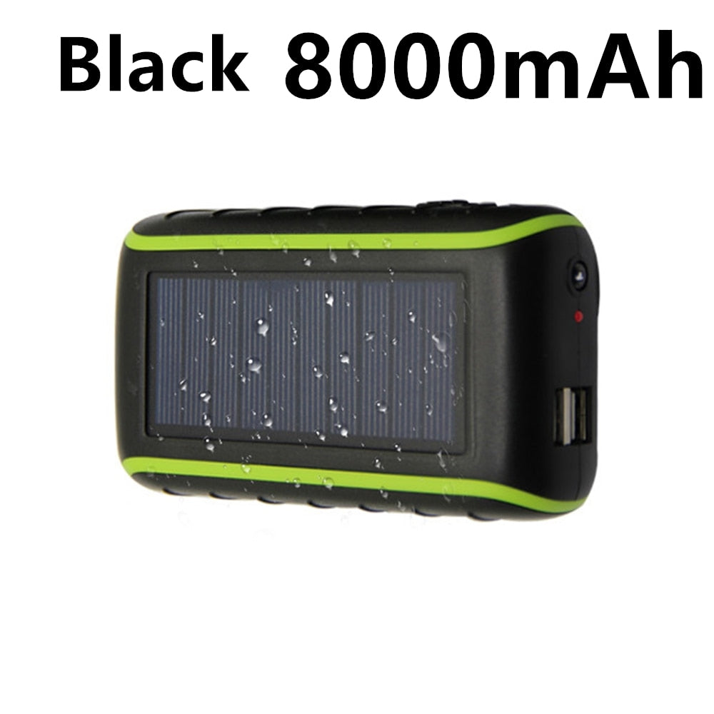 USB-Power Bank, High capacity, Solar+Hand Crank Dynamo Powered - Energy Saver Uk