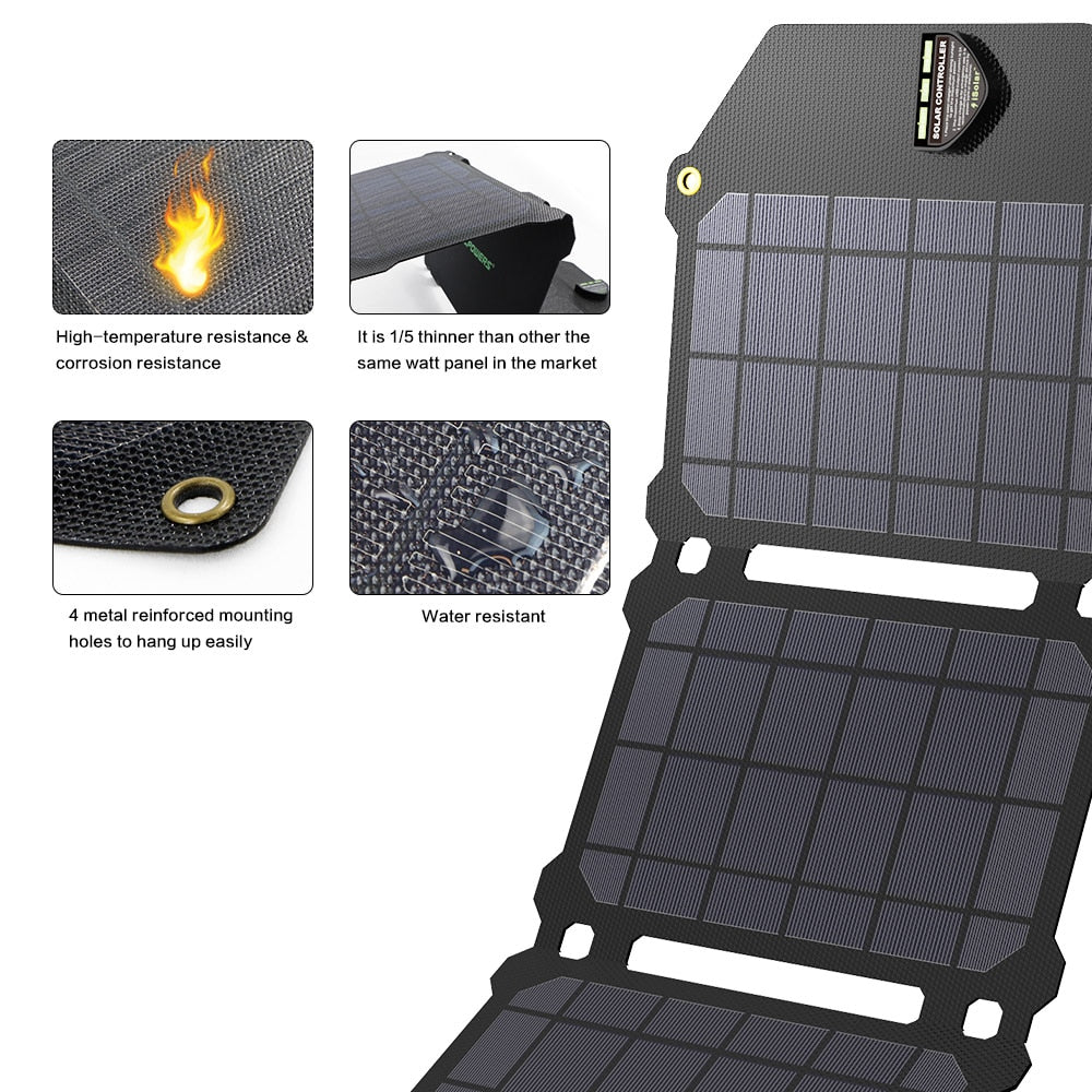 Solar Panel 21W Portable Foldable - Energy Saver Uk