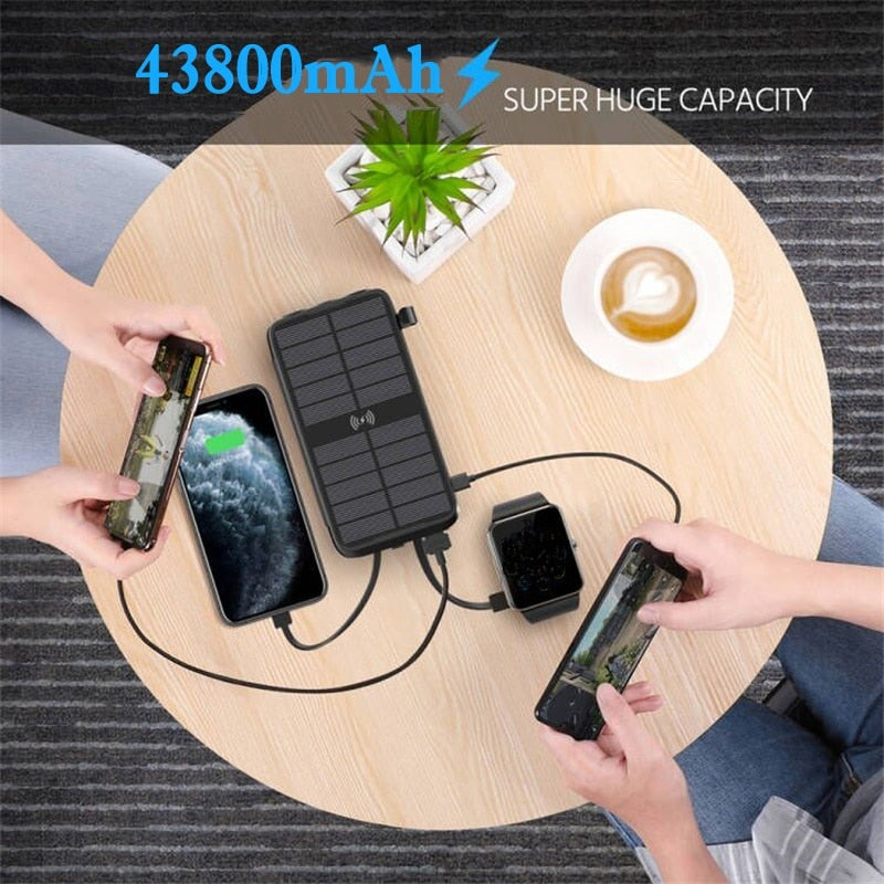 Qi Wireless Solar Power Bank -  43800mAh - Energy Saver Uk