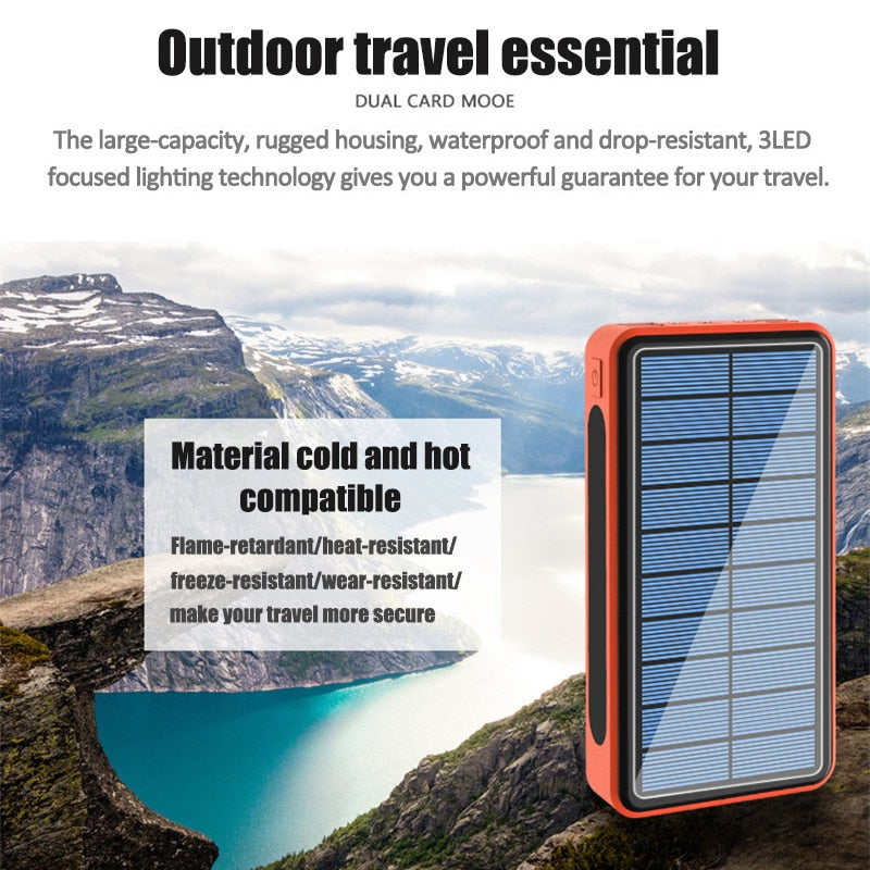 Qi Wireless Solar Powerbank-80000mAh-4USB Ports - Energy Saver Uk