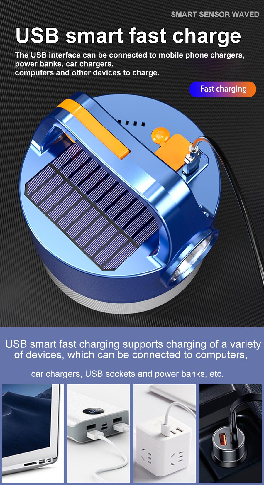 Solar Power Bank + Light 900 W (USB) - Energy Saver Uk