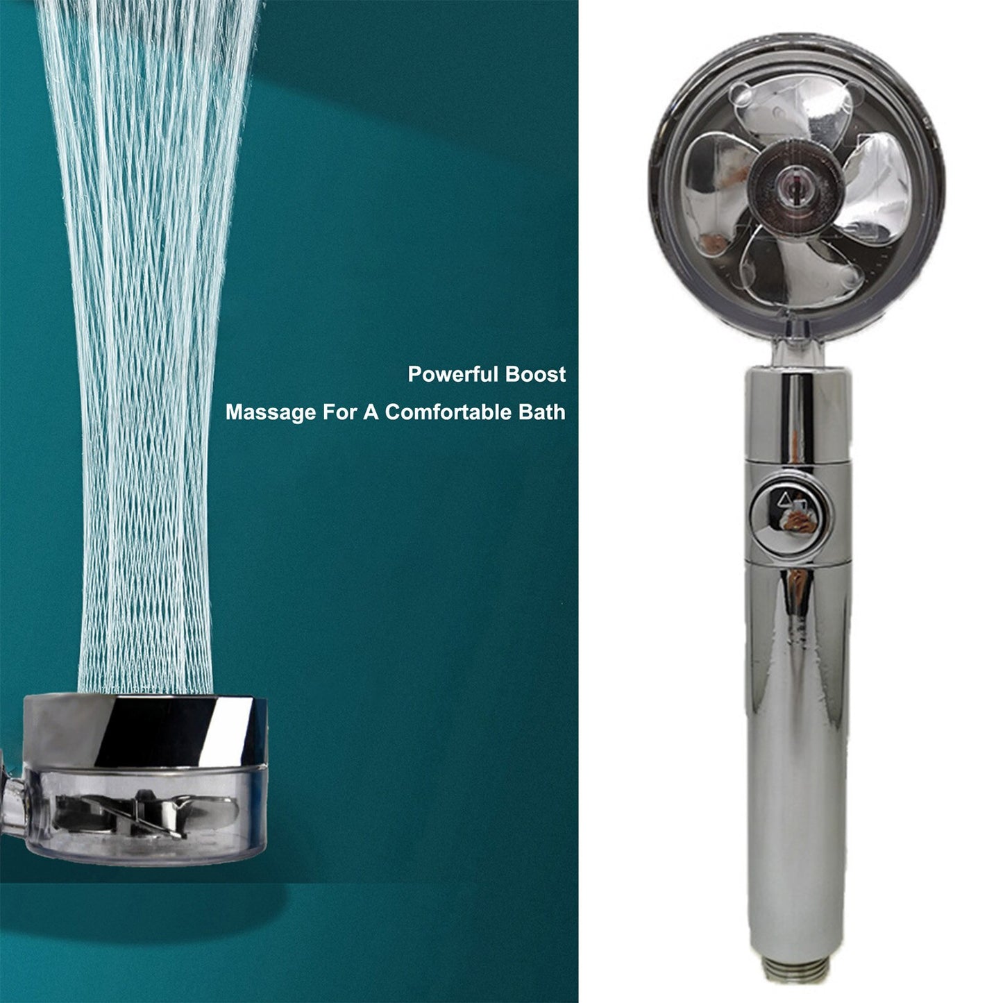 Turbo Fan Shower Head - 360 Rotating - Energy Saver Uk