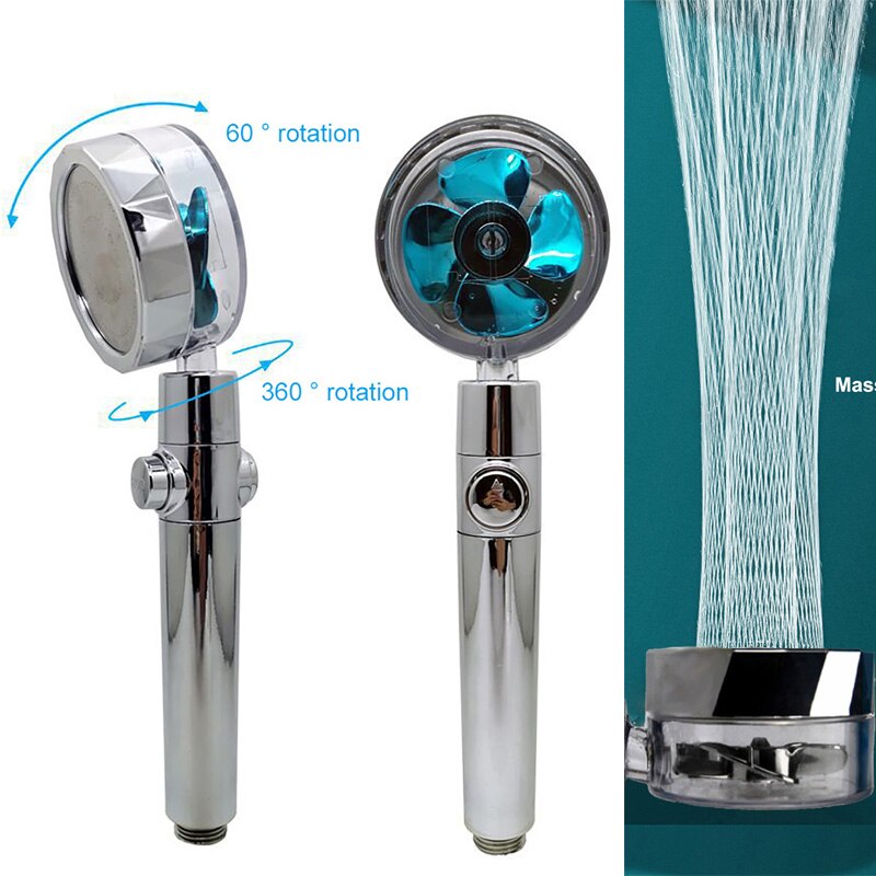 Turbo Fan Shower Head - 360 Rotating - Energy Saver Uk