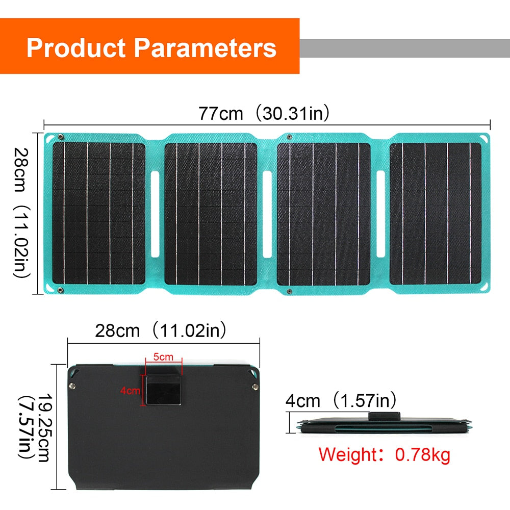 Solar Panel  14W-21W-28W Portable USB Charger - Energy Saver Uk