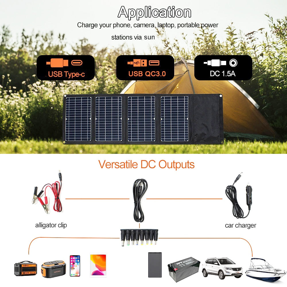 Solar Panel  14W-21W-28W Portable USB Charger - Energy Saver Uk